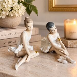 NAO by Lladró Ballerina Pair #0147 Seated Ballet & #0148 Amusing Ballet